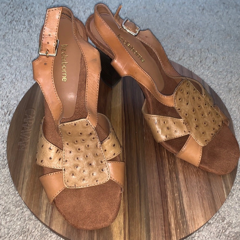 Liz Claiborne Brown Open toe heels